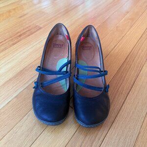 Camper Peu Nara Black Leather Heels (Size EU 38) Lace Up Court Shoes